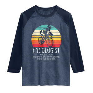 Cycologist Definition Raglan Shirt Vintage Bicycle Rider Cycling Gift