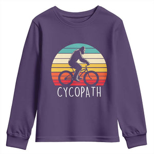 Cycopath Bigfoot Riding Bike Youth Sweatshirt Funny Bigfoot Cyclist Bicycle Gift