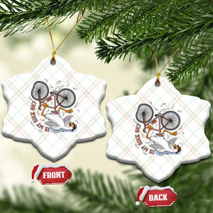 Funny Bike Crash Cycling Goose Lover Ceramic Ornament Is My Bike OK