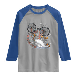Funny Bike Crash Cycling Goose Lover Raglan Shirt Is My Bike OK