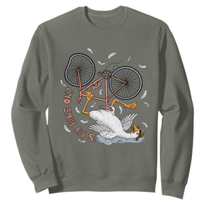 Funny Bike Crash Cycling Goose Lover Sweatshirt Is My Bike OK