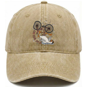 Funny Bike Crash Cycling Goose Lover Washed Cotton Baseball Cap Is My Bike OK