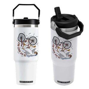 Funny Bike Crash Cycling Goose Lover Flip Straw Tumbler Is My Bike OK