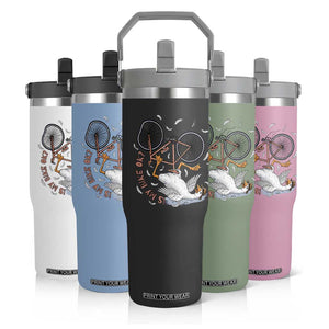 Funny Bike Crash Cycling Goose Lover Flip Straw Tumbler Is My Bike OK