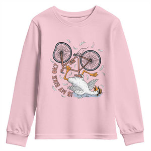 Funny Bike Crash Cycling Goose Lover Youth Sweatshirt Is My Bike OK