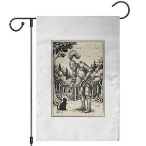 Funny Medieval Knight Boop Black Cat Garden Flag Renaissance Fantasy Cat Lover
