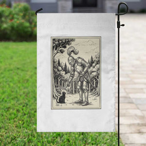 Funny Medieval Knight Boop Black Cat Garden Flag Renaissance Fantasy Cat Lover
