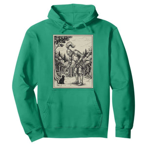 Funny Medieval Knight Boop Black Cat Hoodie Renaissance Fantasy Cat Lover