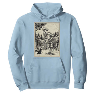 Funny Medieval Knight Boop Black Cat Hoodie Renaissance Fantasy Cat Lover