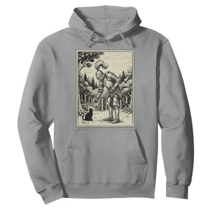 Funny Medieval Knight Boop Black Cat Hoodie Renaissance Fantasy Cat Lover