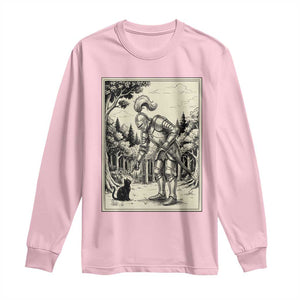 Funny Medieval Knight Boop Black Cat Long Sleeve Shirt Renaissance Fantasy Cat Lover