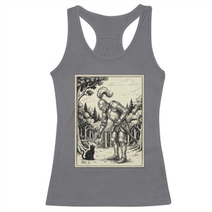 Funny Medieval Knight Boop Black Cat Racerback Tank Top Renaissance Fantasy Cat Lover