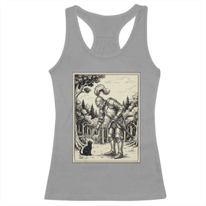 Funny Medieval Knight Boop Black Cat Racerback Tank Top Renaissance Fantasy Cat Lover