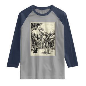 Funny Medieval Knight Boop Black Cat Raglan Shirt Renaissance Fantasy Cat Lover