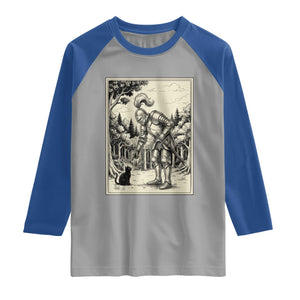 Funny Medieval Knight Boop Black Cat Raglan Shirt Renaissance Fantasy Cat Lover