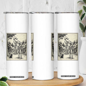 Funny Medieval Knight Boop Black Cat Skinny Tumbler Renaissance Fantasy Cat Lover