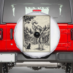 Funny Medieval Knight Boop Black Cat Spare Tire Cover Renaissance Fantasy Cat Lover