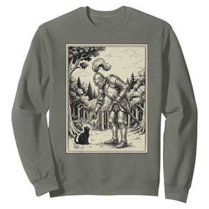 Funny Medieval Knight Boop Black Cat Sweatshirt Renaissance Fantasy Cat Lover