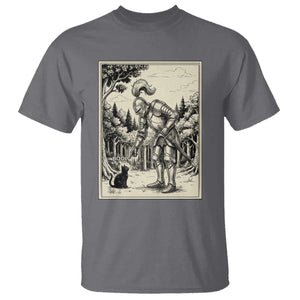 Funny Medieval Knight Boop Black Cat T Shirt Renaissance Fantasy Cat Lover