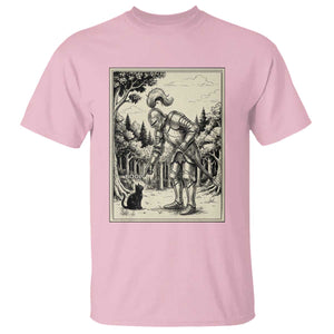 Funny Medieval Knight Boop Black Cat T Shirt Renaissance Fantasy Cat Lover