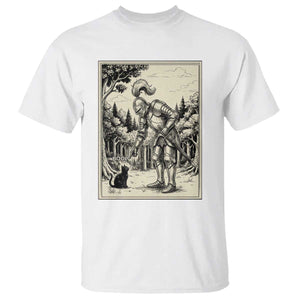 Funny Medieval Knight Boop Black Cat T Shirt Renaissance Fantasy Cat Lover
