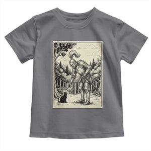 Funny Medieval Knight Boop Black Cat Toddler T Shirt Renaissance Fantasy Cat Lover