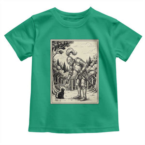 Funny Medieval Knight Boop Black Cat Toddler T Shirt Renaissance Fantasy Cat Lover