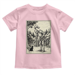 Funny Medieval Knight Boop Black Cat Toddler T Shirt Renaissance Fantasy Cat Lover