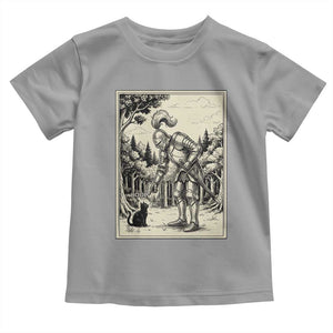 Funny Medieval Knight Boop Black Cat Toddler T Shirt Renaissance Fantasy Cat Lover