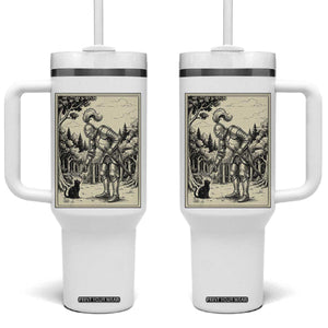 Funny Medieval Knight Boop Black Cat Tumbler With Handle Renaissance Fantasy Cat Lover