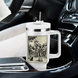 Funny Medieval Knight Boop Black Cat Tumbler With Handle Renaissance Fantasy Cat Lover