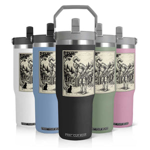 Funny Medieval Knight Boop Black Cat Flip Straw Tumbler Renaissance Fantasy Cat Lover