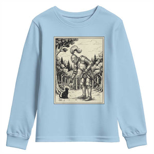 Funny Medieval Knight Boop Black Cat Youth Sweatshirt Renaissance Fantasy Cat Lover