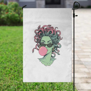 Winking Medusa In Sunglasses Blowing Bubble Gum Garden Flag Funny Greek Mythology Pop Art