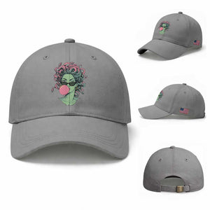 Winking Medusa In Sunglasses Blowing Bubble Gum Baseball Cap Funny Greek Mythology Pop Art