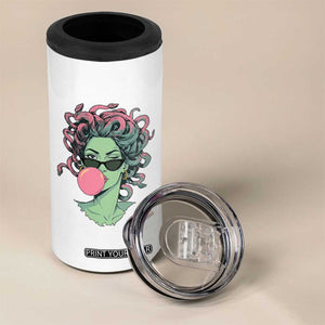 Winking Medusa In Sunglasses Blowing Bubble Gum 4 in 1 Can Cooler Tumbler Funny Greek Mythology Pop Art