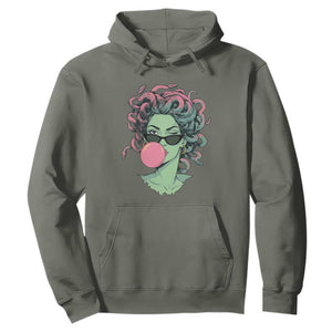 Winking Medusa In Sunglasses Blowing Bubble Gum Hoodie Funny Greek Mythology Pop Art