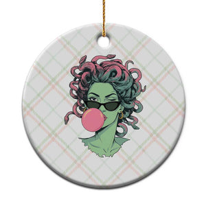 Winking Medusa In Sunglasses Blowing Bubble Gum Ceramic Ornament Funny Greek Mythology Pop Art