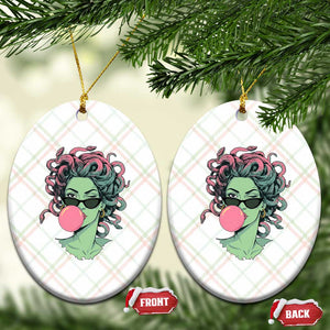 Winking Medusa In Sunglasses Blowing Bubble Gum Ceramic Ornament Funny Greek Mythology Pop Art