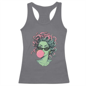 Winking Medusa In Sunglasses Blowing Bubble Gum Racerback Tank Top Funny Greek Mythology Pop Art