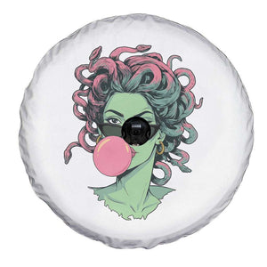 Winking Medusa In Sunglasses Blowing Bubble Gum Spare Tire Cover Funny Greek Mythology Pop Art