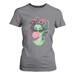 Winking Medusa In Sunglasses Blowing Bubble Gum T Shirt For Women Funny Greek Mythology Pop Art