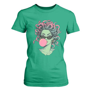 Winking Medusa In Sunglasses Blowing Bubble Gum T Shirt For Women Funny Greek Mythology Pop Art