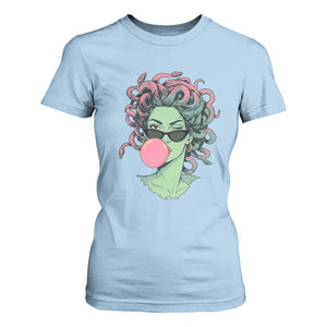 Winking Medusa In Sunglasses Blowing Bubble Gum T Shirt For Women Funny Greek Mythology Pop Art
