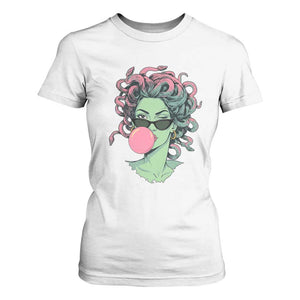 Winking Medusa In Sunglasses Blowing Bubble Gum T Shirt For Women Funny Greek Mythology Pop Art