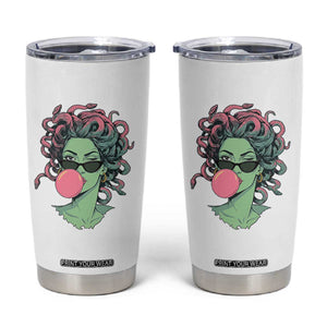 Winking Medusa In Sunglasses Blowing Bubble Gum Tumbler Cup Funny Greek Mythology Pop Art