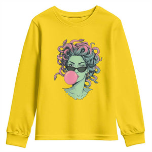 Winking Medusa In Sunglasses Blowing Bubble Gum Youth Sweatshirt Funny Greek Mythology Pop Art