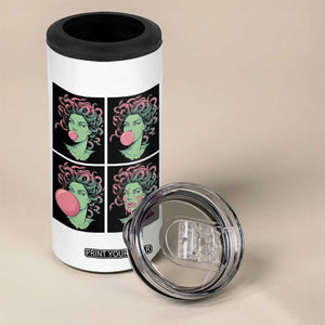Funny Medusa Blowing Bubble Gum 4 in 1 Can Cooler Tumbler Greek Mythology Pop Art Gift