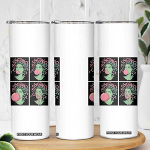 Funny Medusa Blowing Bubble Gum Skinny Tumbler Greek Mythology Pop Art Gift