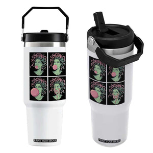 Funny Medusa Blowing Bubble Gum Flip Straw Tumbler Greek Mythology Pop Art Gift